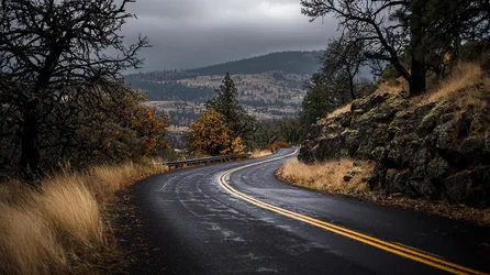 Mountain Road Through Autumn Hills - free city & urban wallpaper 1749×980