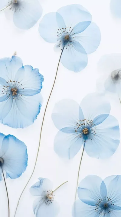 Delicate Blue Blossoms on White - free photography wallpaper 1200×2140