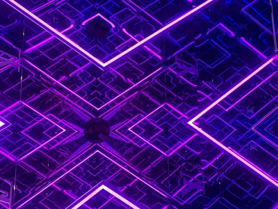 Neon Circuit Labyrinth from Above - free wallpaper 1920×1440