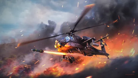 Combat Helicopter Firing Weapons in Battle Zone - free wallpaper 1920×1094