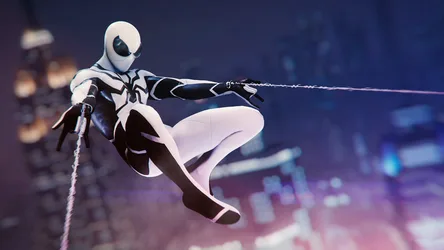 White and Black Suited Figure Swinging Over Cityscape - free movies & tv wallpaper 3840×2160