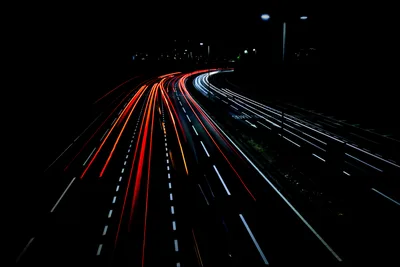 Night Highway Traffic Light Trails Long Exposure - free city & urban wallpaper 5406×3609
