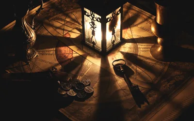 Vintage Exploration Tools And Maps In Warm Candlelight - free wallpaper 6000×3750
