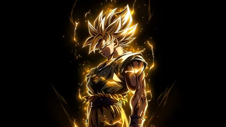 Super Saiyan Warrior with Golden Aura and Lightning - free wallpaper 5120×2880
