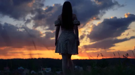 Woman Standing in Field at Golden Sunset - free people & portraits wallpaper 6143×3455