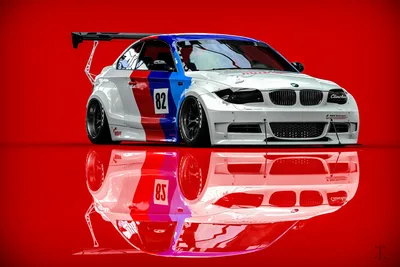 BMW Race Car with Reflection on Red Background - free cars & vehicles wallpaper 1920×1280