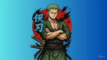 Anime Swordsman in Green Gi with Dual Katanas - free cartoons & comics wallpaper 1920×1080