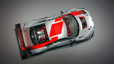 Audi Sport Racing Car Top-Down View with Red and White Livery - free cars & vehicles wallpaper 4096×2304