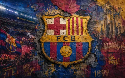 FC Barcelona Crest With Stadium and Graffiti Art - free sports wallpaper 3840×2400