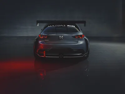 Mazda3 TCR Race Car Rear View in Dark Studio - free cars & vehicles wallpaper 4000×3000