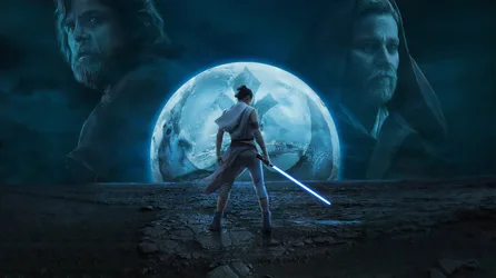 Warrior With Lightsaber Before Glowing Moon and Spirits - free movies & tv wallpaper 3840×2154