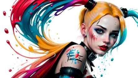 Colorful Digital Portrait Of Woman With Flowing Paint - free movies & tv wallpaper 2560×1440