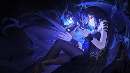 Anime Character in Blue Magical Outfit with Flowing Hair - free anime wallpaper 3930×2227