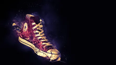 Glowing High-Top Sneaker with Fiery Energy Effects - free art & design wallpaper 1920×1080