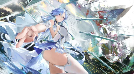 Qingxiao's Ethereal Blade: Magic and Grace - free fantasy wallpaper 4431×2440