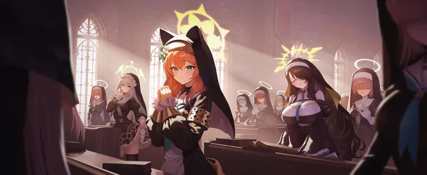 Blessed Sanctuary - Angels in Prayer - free anime wallpaper 8191×3376