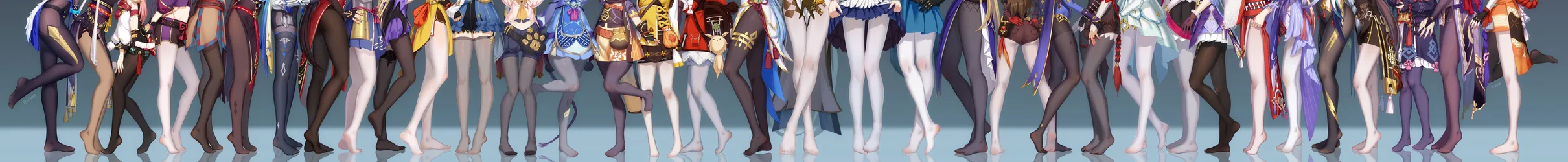 Genshin Impact Heroines in Elegant Pantyhose - free anime wallpaper 16941×1750