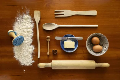 Baking Ingredients and Wooden Kitchen Tools Arrangement - free food wallpaper 6000×4000