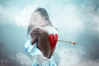 Girl With Red Heart and Arrow in Misty Atmosphere - free people & portraits wallpaper 2048×1365