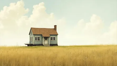 Isolated House in Golden Field Under Cloudy Sky - free nature wallpaper 4096×2304