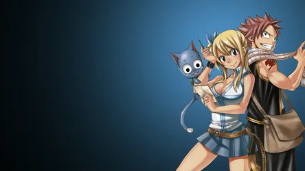 Anime Characters with Blue Cat on Blue Background - free anime wallpaper 1920×1080