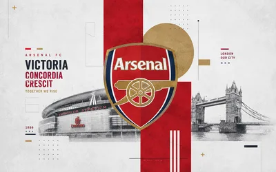 Arsenal FC Brand Identity Collage with London Landmarks - free sports wallpaper 3840×2400