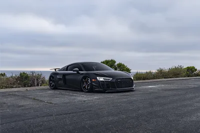 Black Audi R8 Supercar Parked on Coastal Overlook - free cars & vehicles wallpaper 6144×4096