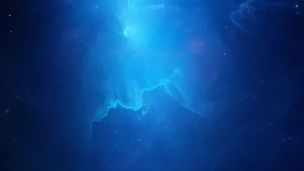 Ethereal Blue Nebula Cloud with Cosmic Rays and Stars - free wallpaper 1920×1080