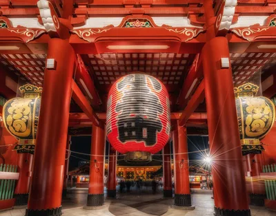 Senso-ji Temple Red Gate with Illuminated Lantern - free photography wallpaper 6144×4816