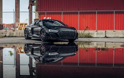 Black Audi R8 Supercar Reflected in Puddle - free cars & vehicles wallpaper 6479×4068
