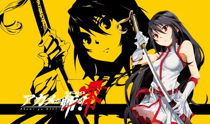 Anime Girl With Katana and Revolver on Yellow Background - free anime wallpaper 1920×1135
