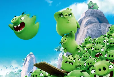Angry Birds Movie - Green Pigs on Rocky Landscape - free gaming wallpaper 2076×1406
