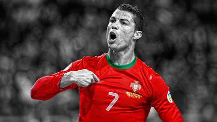 Portuguese Football Player Celebrating in Red Jersey - free wallpaper 1920×1080