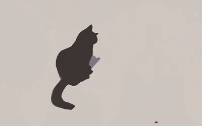 Black Cat Silhouette Against Gray Background - free minimalist wallpaper 1920×1200