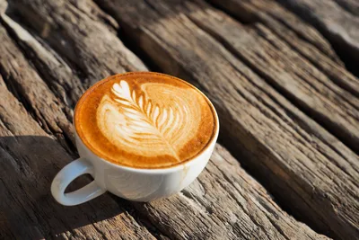 Latte Art Coffee Cup On Weathered Wooden Surface - free food wallpaper 4608×3072