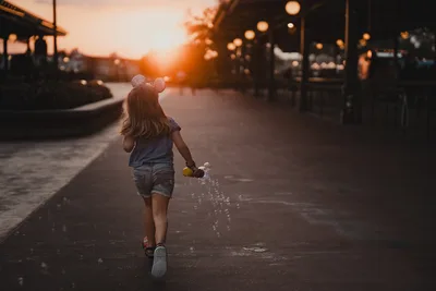 Child Running Through Water at Sunset in Urban Park - free people & portraits wallpaper 6144×4096