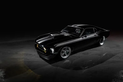 Classic Black Muscle Car in Dark Studio Setting - free cars & vehicles wallpaper 6000×4000
