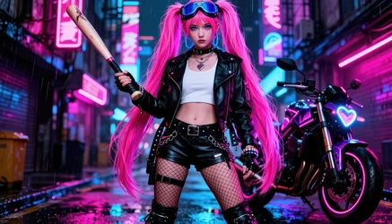Cyberpunk Character in Neon City Street - free cyberpunk wallpaper 3840×2194
