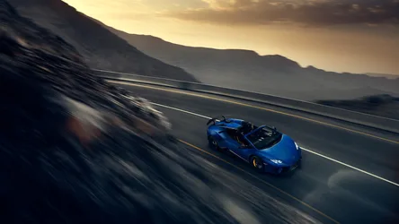 Blue Convertible Supercar on Mountain Highway at Sunset - free cars & vehicles wallpaper 3200×1800