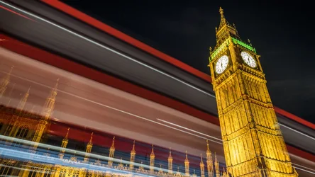 Big Ben Clock Tower With Red London Bus Motion Blur - free city & urban wallpaper 1920×1080