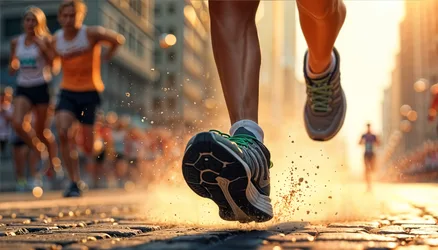 Urban Marathon Runner Kicking Up Dust in City Street - free sports wallpaper 4096×2336