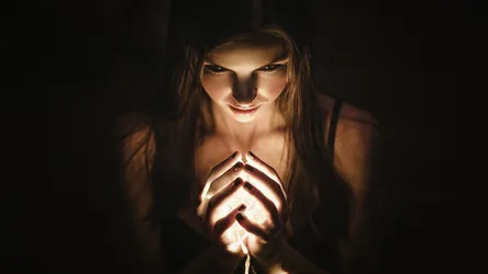 Woman Holding Glowing Light in Cupped Hands - free people & portraits wallpaper 2000×1125