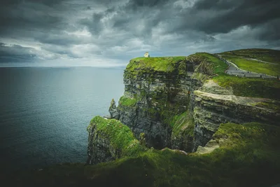 Clifftop Lighthouse Over Dramatic Irish Coastal Cliffs - free landscapes wallpaper 6000×4000