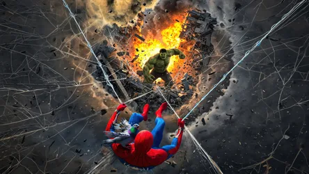 Spider-Man Fighting Hulk in Explosive Urban Battle - free movies & tv wallpaper 3840×2160