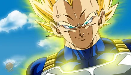 Super Saiyan Warrior in Battle Armor Against Sky - free cartoons & comics wallpaper 6000×3429
