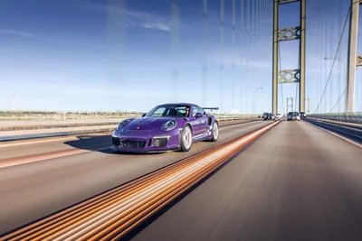 Purple Porsche 911 GT3 on Suspension Bridge - free cars & vehicles wallpaper 6624×4416