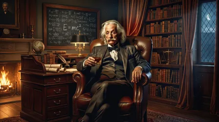 Elegant Scholar in Study with Physics Equations - free retro & vintage wallpaper 3840×2143