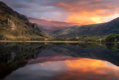 Mountain Valley Lake at Sunset with Reflection - free landscapes wallpaper 6240×4160