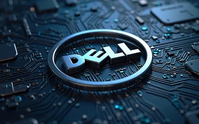 Dell Logo on Circuit Board with Magnifying Glass - free technology wallpaper 3840×2400