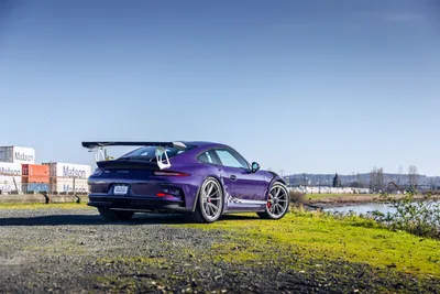Purple Porsche GT2 RS Sports Car with Open Door - free cars & vehicles wallpaper 6720×4480